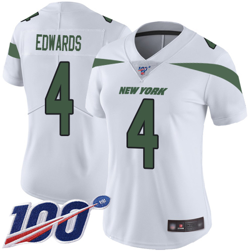 New York Jets Limited White Women Lac Edwards Road Jersey NFL Football #4 100th Season Vapor Untouchable